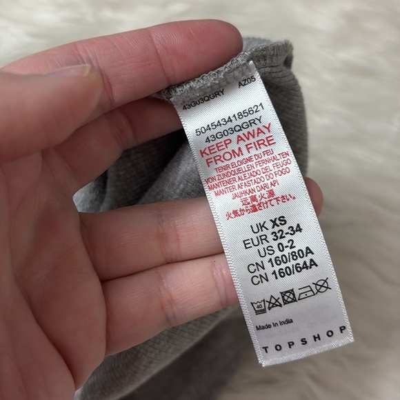 Topshop Light Grey Ribbed Tie Waist Shorts Size US 0-2 - Picture 10 of 11